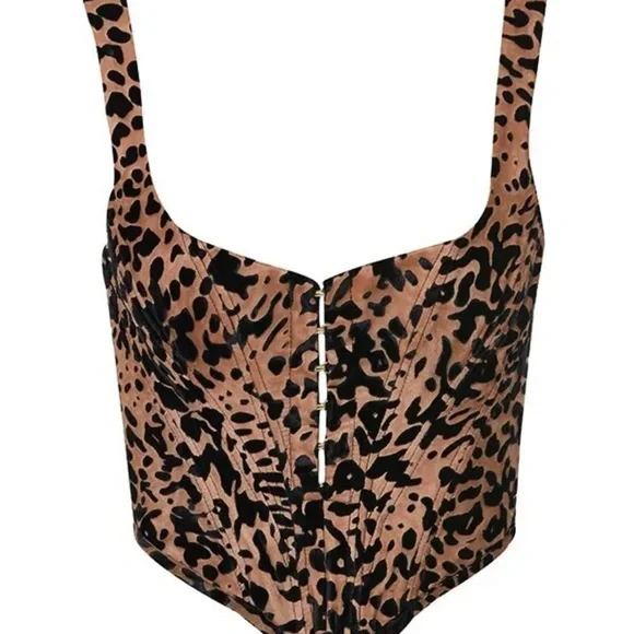 House Of CB ‘Jacqueline’ Leopard Print Devore Corset NWOT